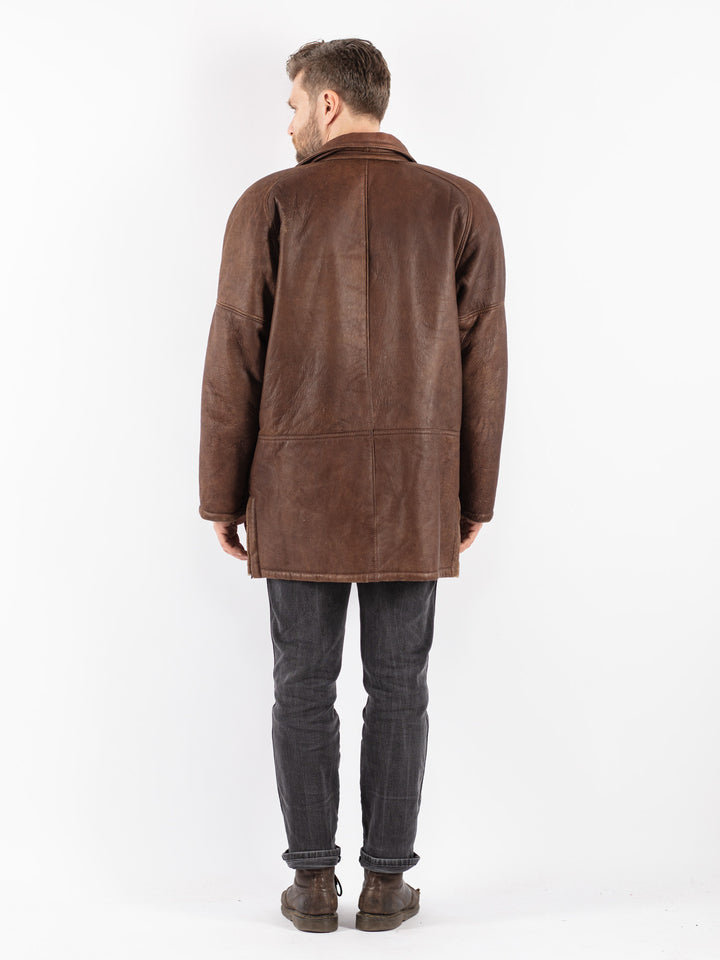 Vintage 70's Men Sheepskin Coat in Brown