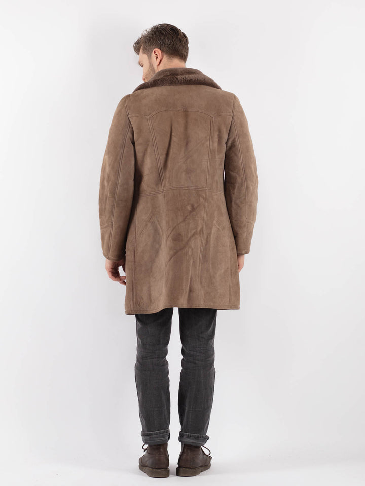 Vintage 70's Men Sheepskin Coat in Beige