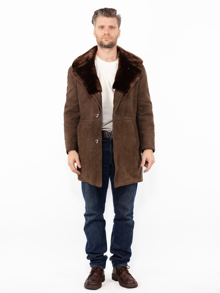 Vintage 70's Men Sheepskin Coat in Brown