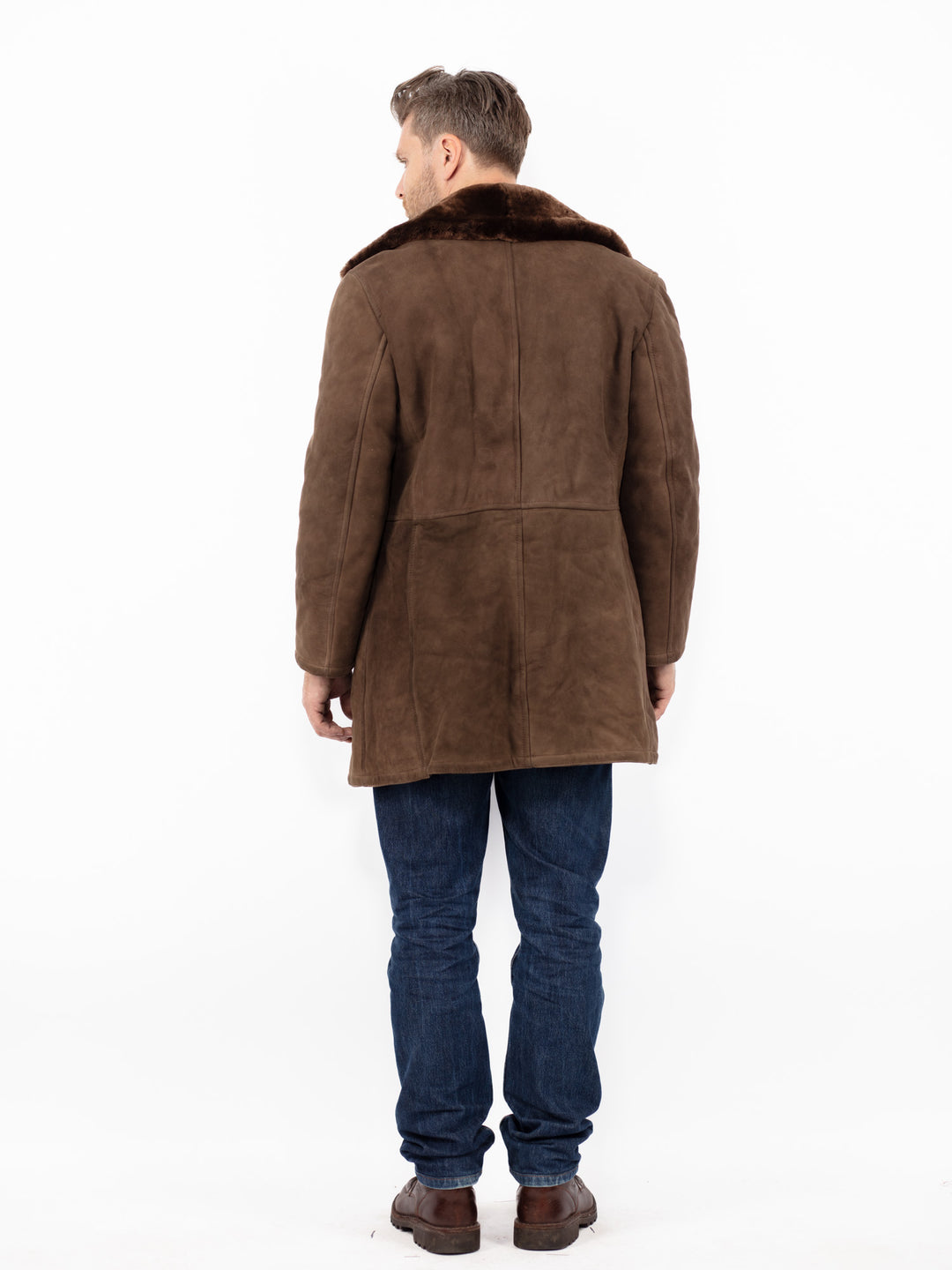 Vintage 70's Men Sheepskin Coat in Brown