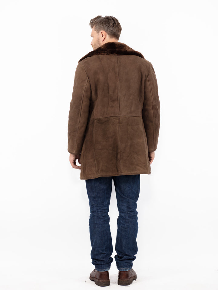 Vintage 70's Men Sheepskin Coat in Brown
