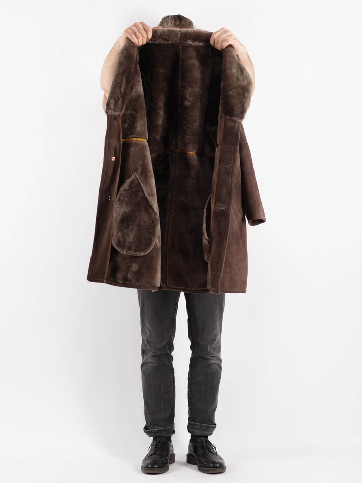 Vintage 70's Men Sheepskin Coat in BrownZ499