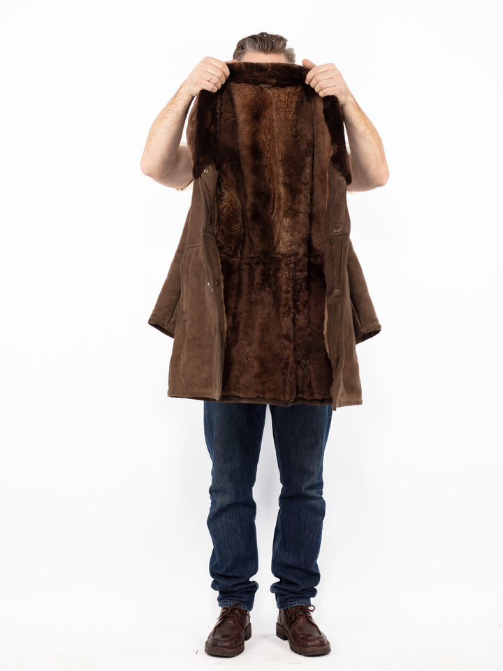 Vintage 70's Men Sheepskin Coat in Brown