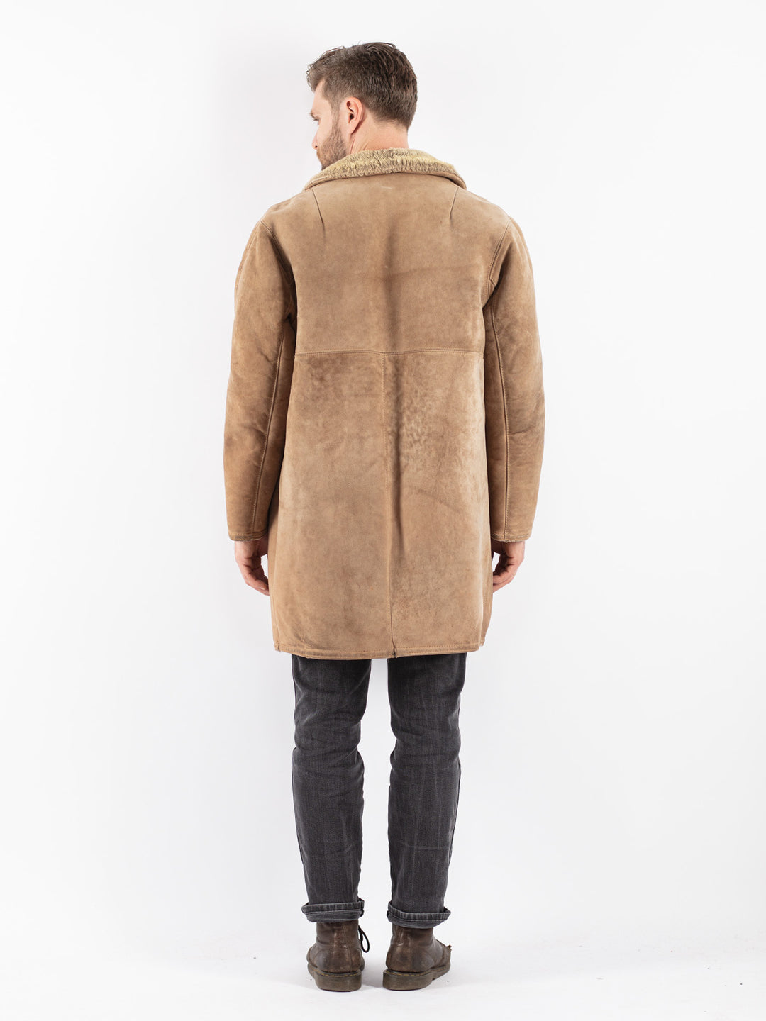 Vintage 70's Men Sheepskin Coat in Beige