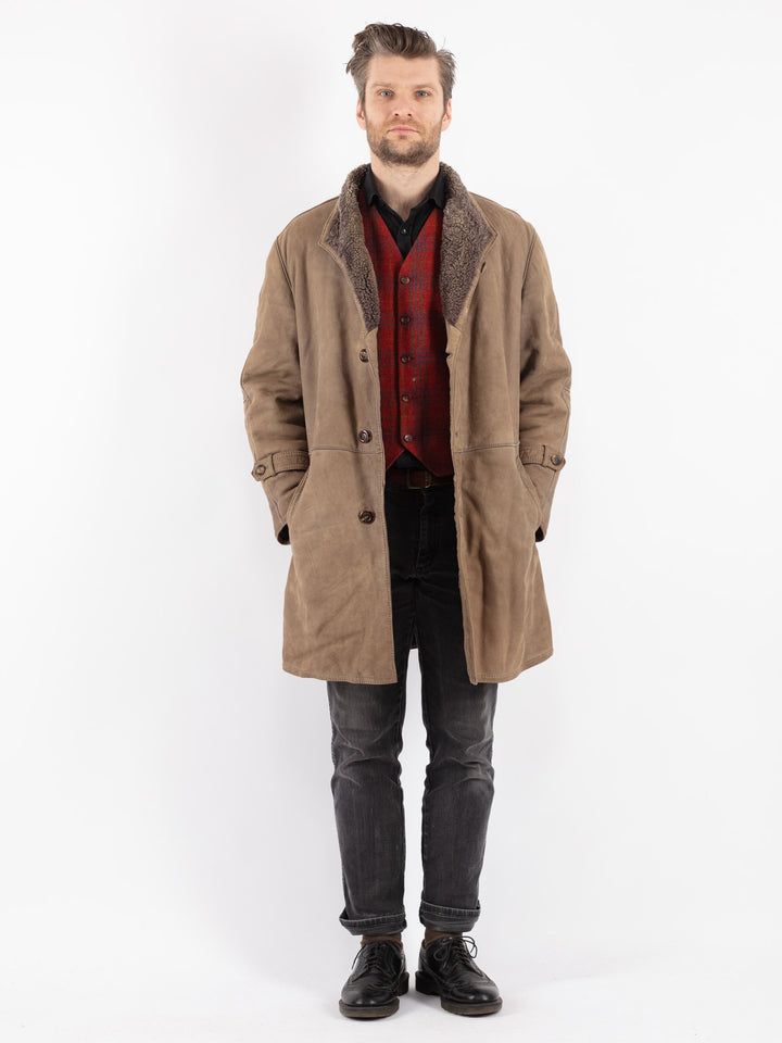Vintage 70's Men Sheepskin Coat in Beige