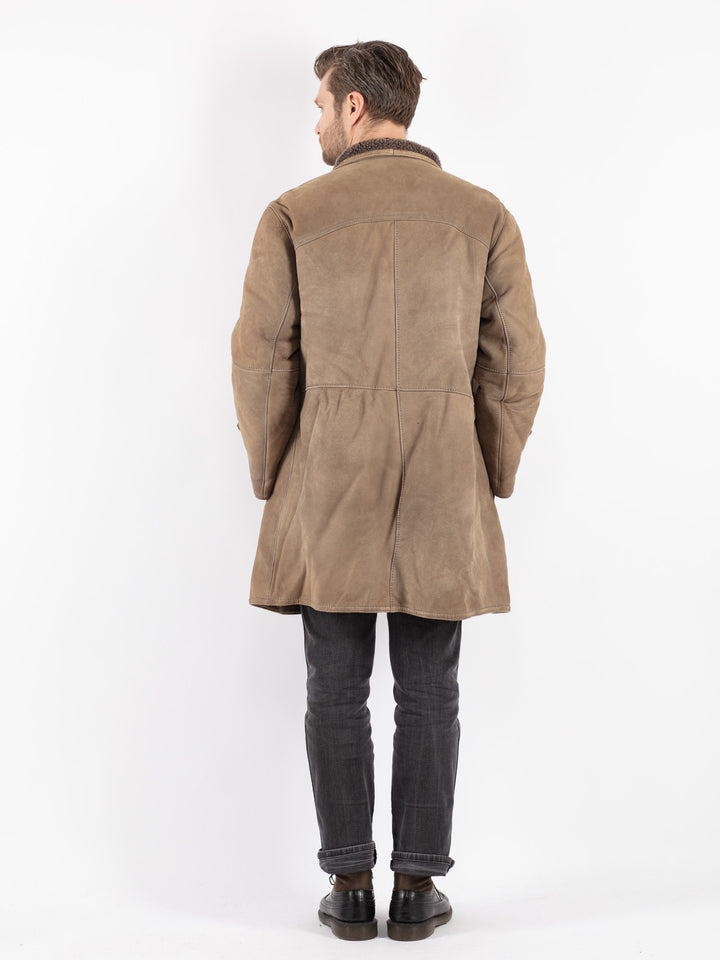 Vintage 70's Men Sheepskin Coat in Beige