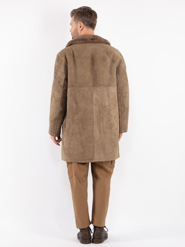 Vintage 70's Men Sheepskin Coat in Beige