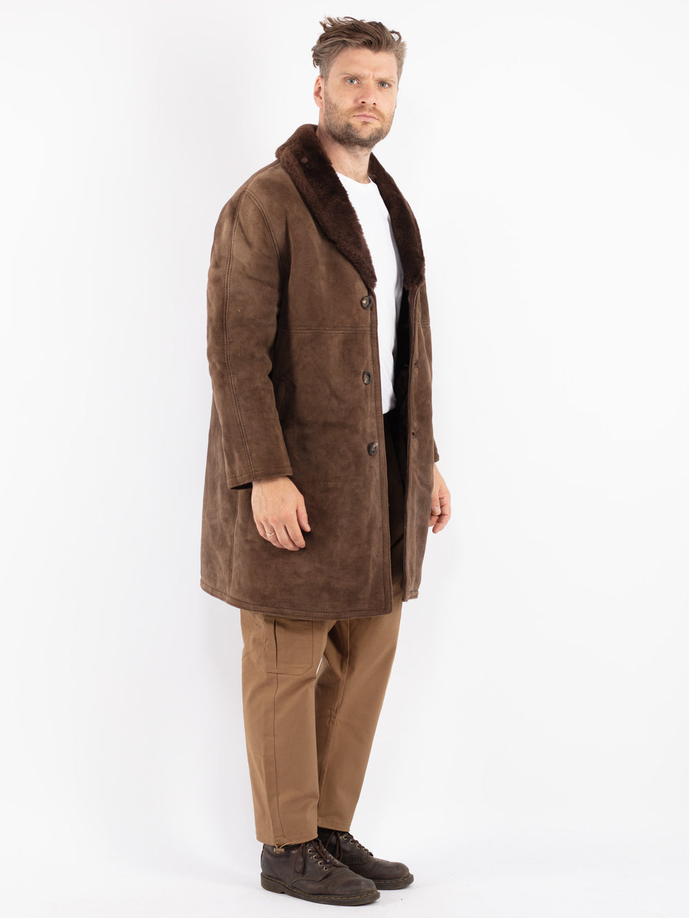Vintage 70's Men Sheepskin Coat in Brown
