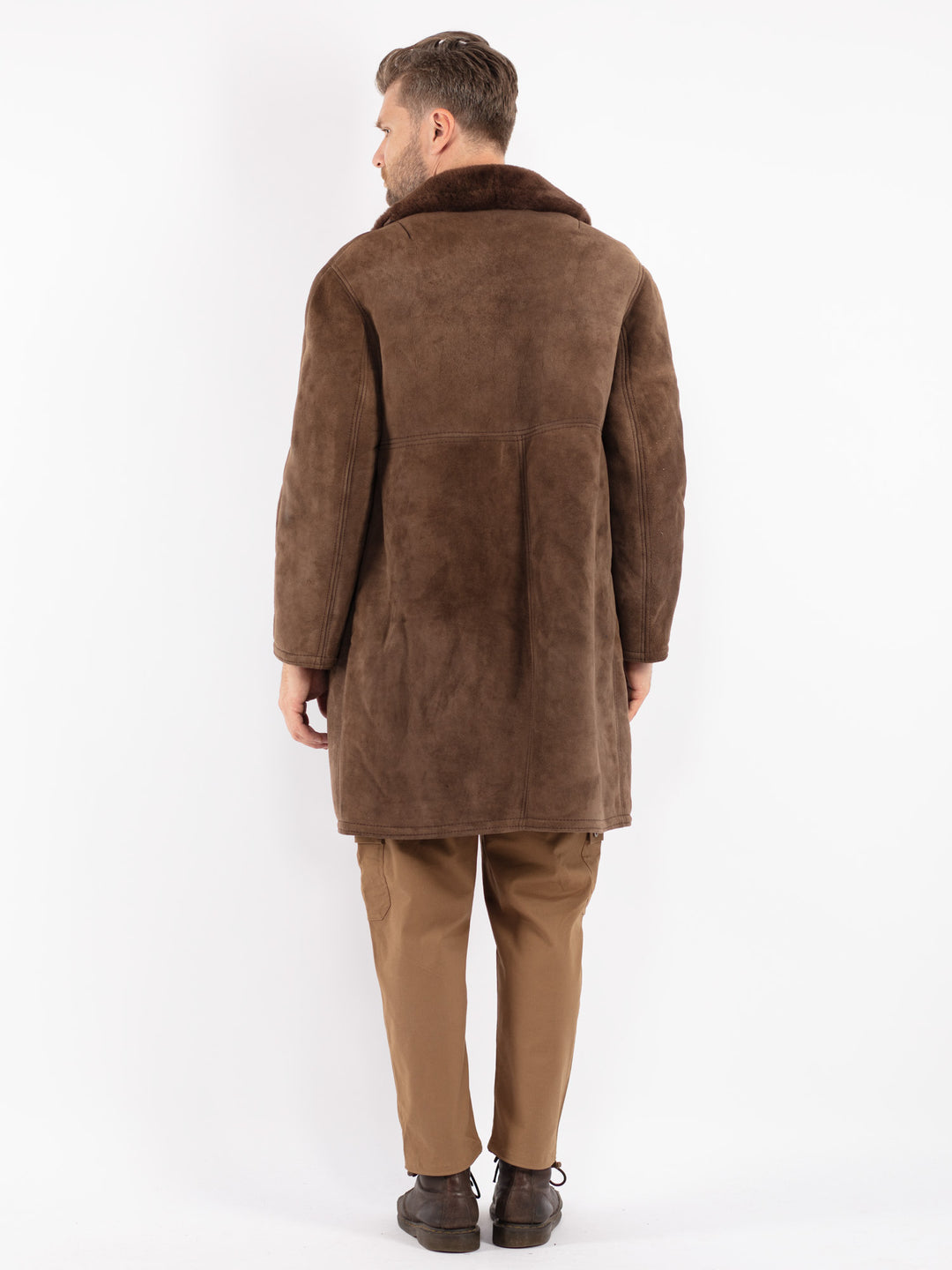 Vintage 70's Men Sheepskin Coat in Brown