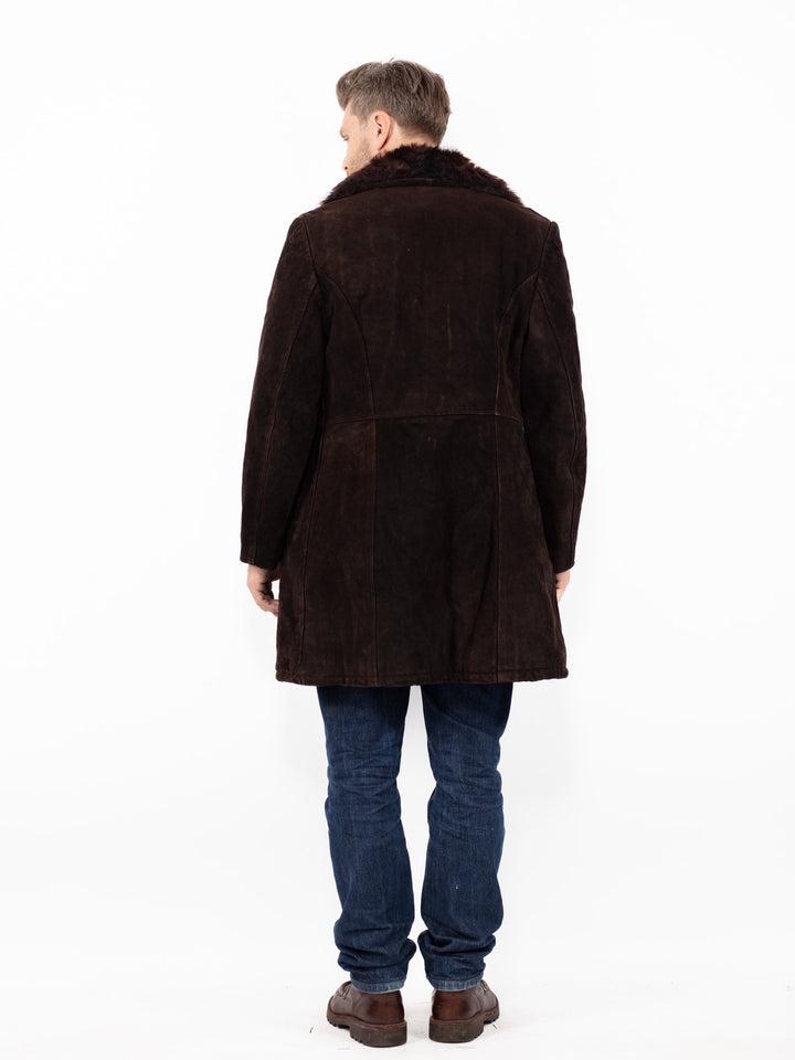 Vintage 70's Men Sheepskin Coat in BrownZ2635