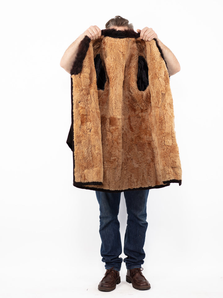 Vintage 70's Men Sheepskin Coat in BrownZ2635