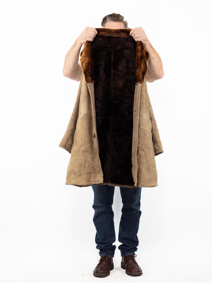 Vintage 70's Men Sheepskin Coat in BeigeZ2636
