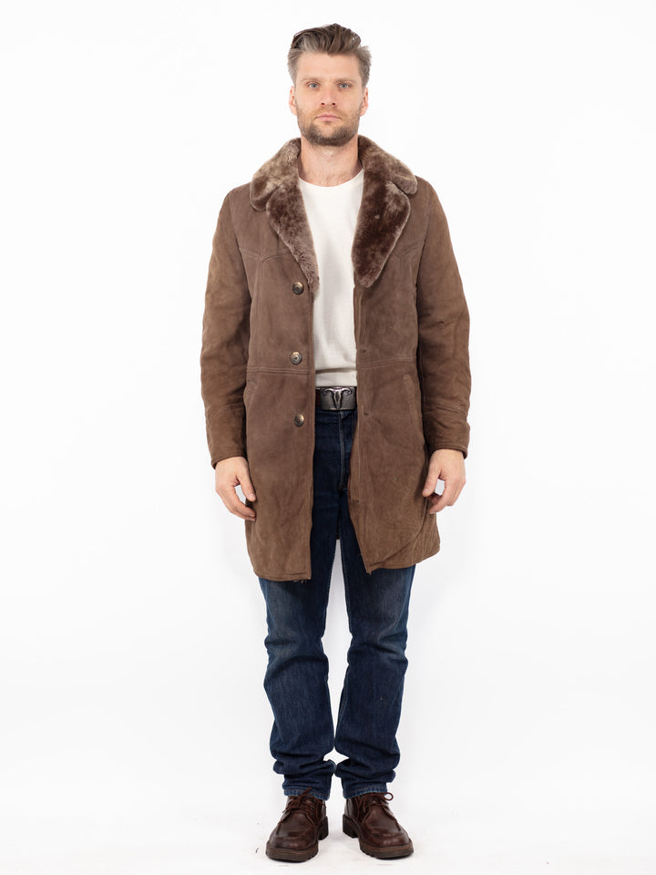 Vintage 70's Men Sheepskin Coat in BrownZ2638