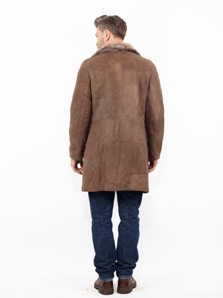 Vintage 70's Men Sheepskin Coat in BrownZ2638