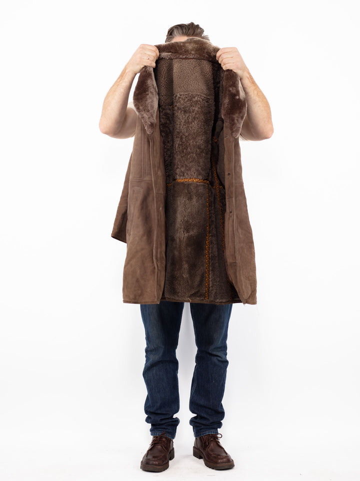 Vintage 70's Men Sheepskin Coat in BrownZ2638