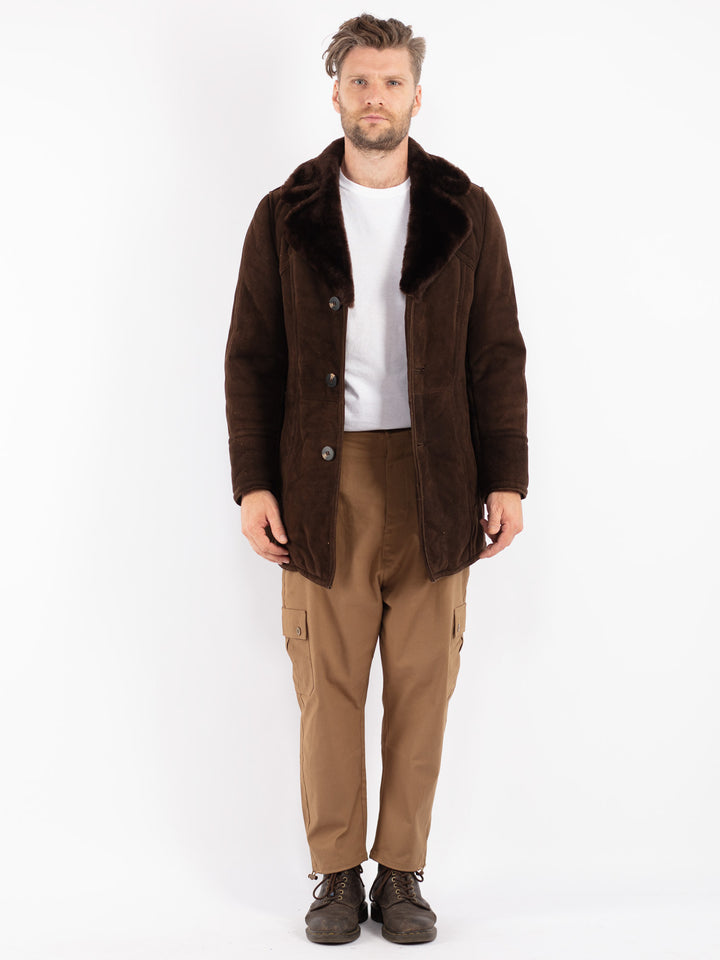 Vintage 70's Men Sheepskin Coat in Brown
