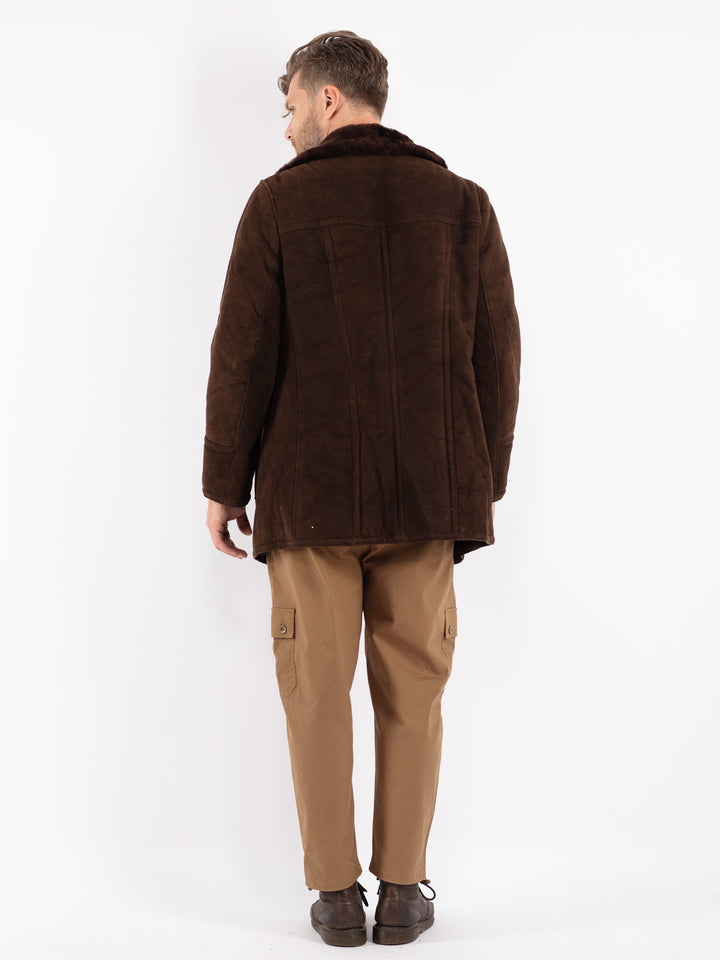 Vintage 70's Men Sheepskin Coat in Brown