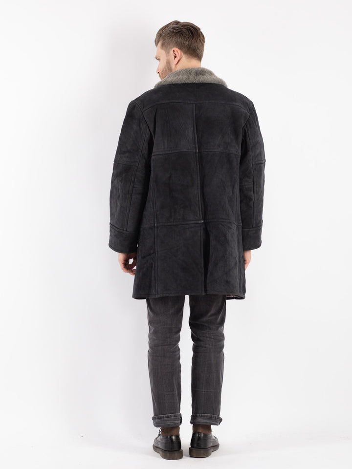 Vintage 70's Men Sheepskin Coat in Gray