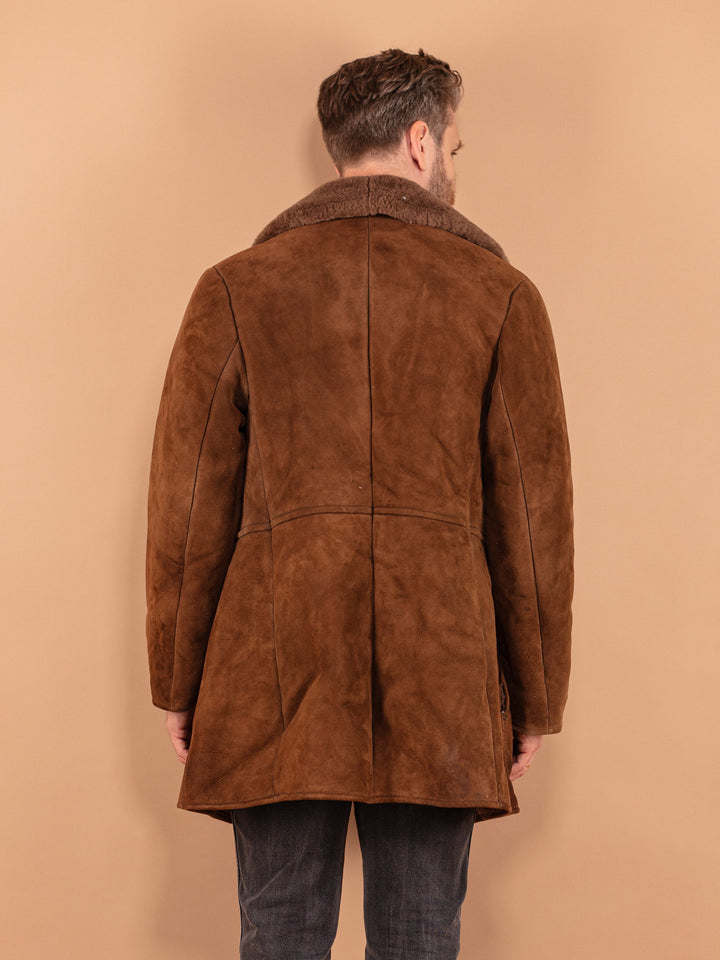 Vintage 70's Men Sheepskin Coat in Brown