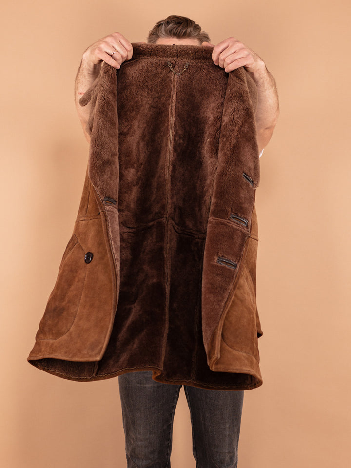 Vintage 70's Men Sheepskin Coat in Brown
