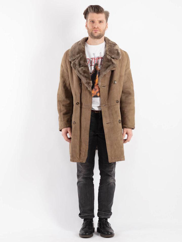 Vintage 70's Men Sheepskin Coat in BeigeZ509