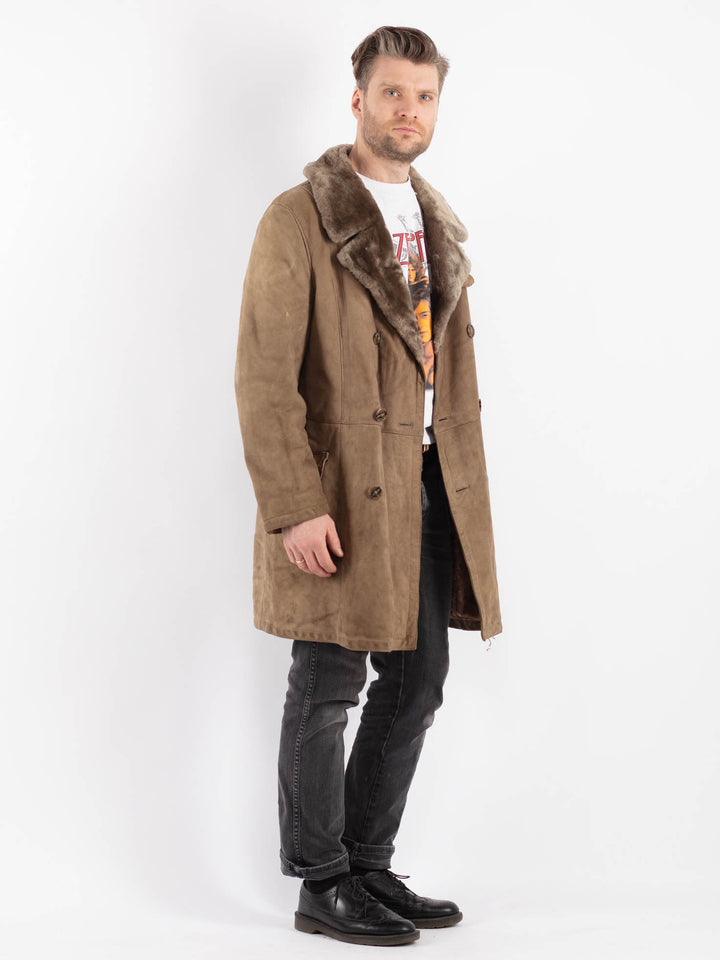 Vintage 70's Men Sheepskin Coat in BeigeZ509