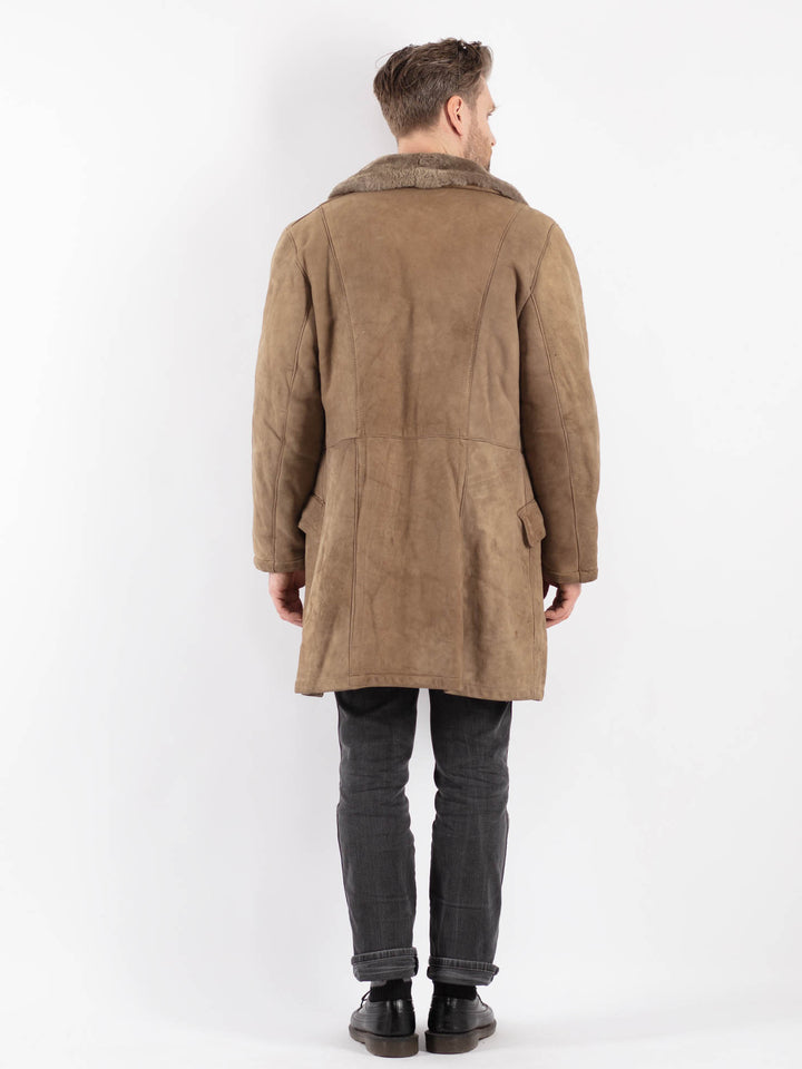 Vintage 70's Men Sheepskin Coat in BeigeZ509