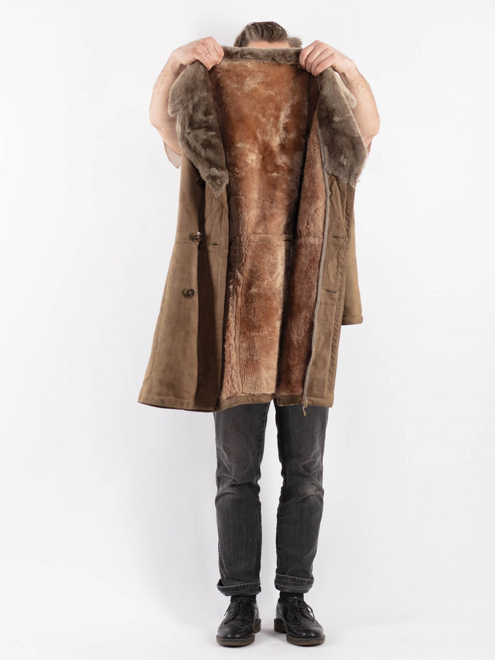 Vintage 70's Men Sheepskin Coat in BeigeZ509