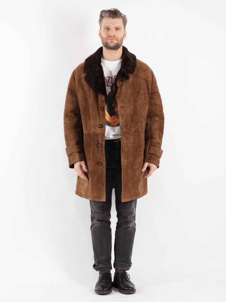 Vintage 70's Men Sheepskin Coat in Brown