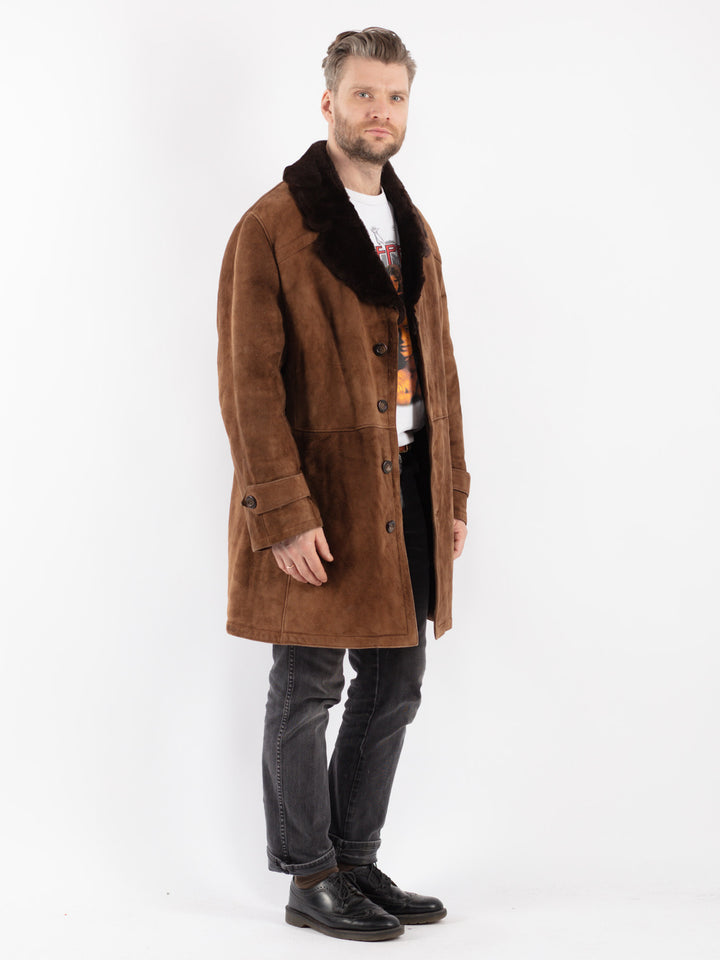 Vintage 70's Men Sheepskin Coat in Brown