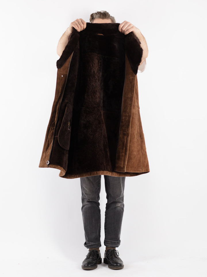 Vintage 70's Men Sheepskin Coat in Brown
