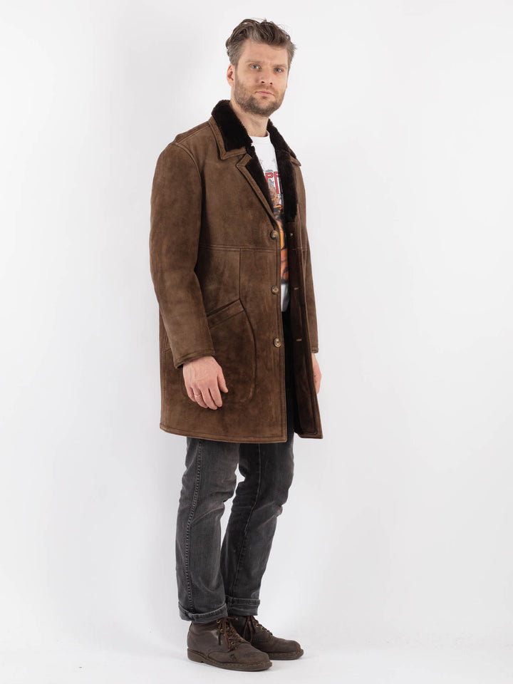Vintage 70's Men Sheepskin Coat in Brown