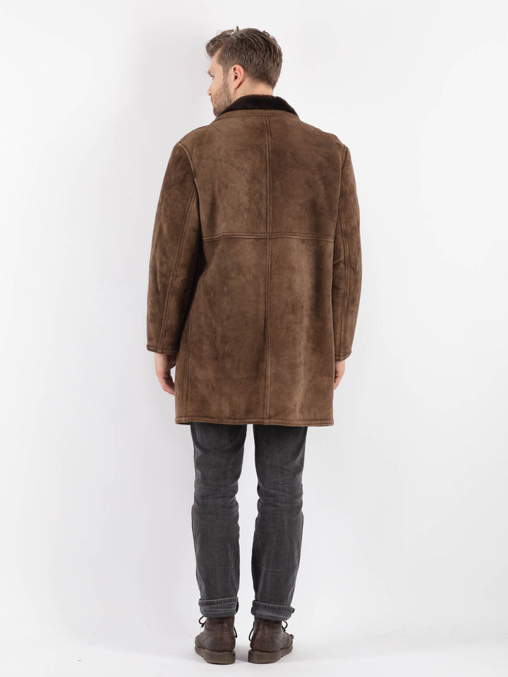 Vintage 70's Men Sheepskin Coat in Brown