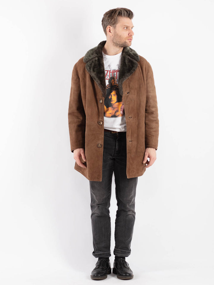 Vintage 70's Men Sheepskin Coat in BrownZ511