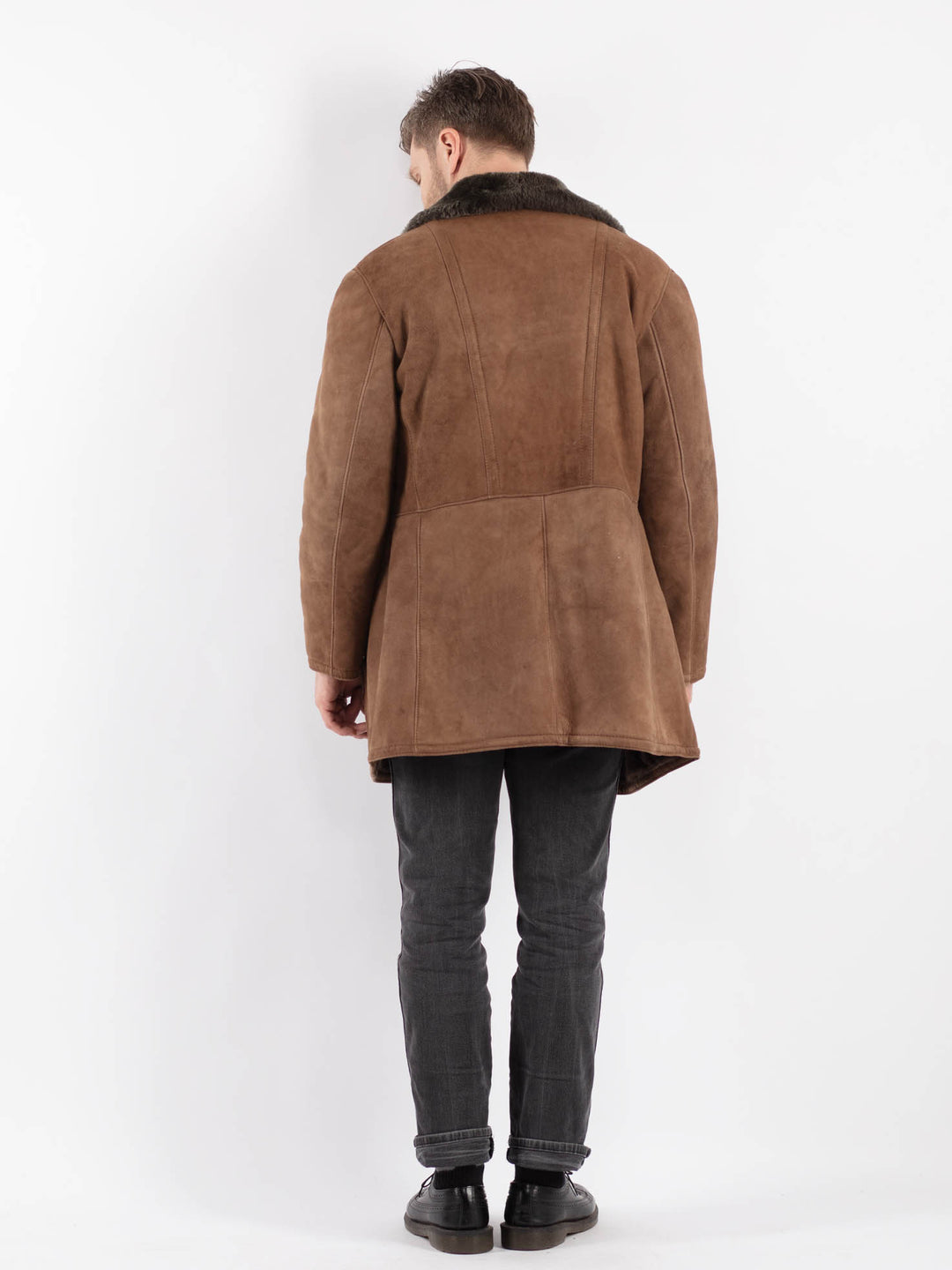 Vintage 70's Men Sheepskin Coat in BrownZ511