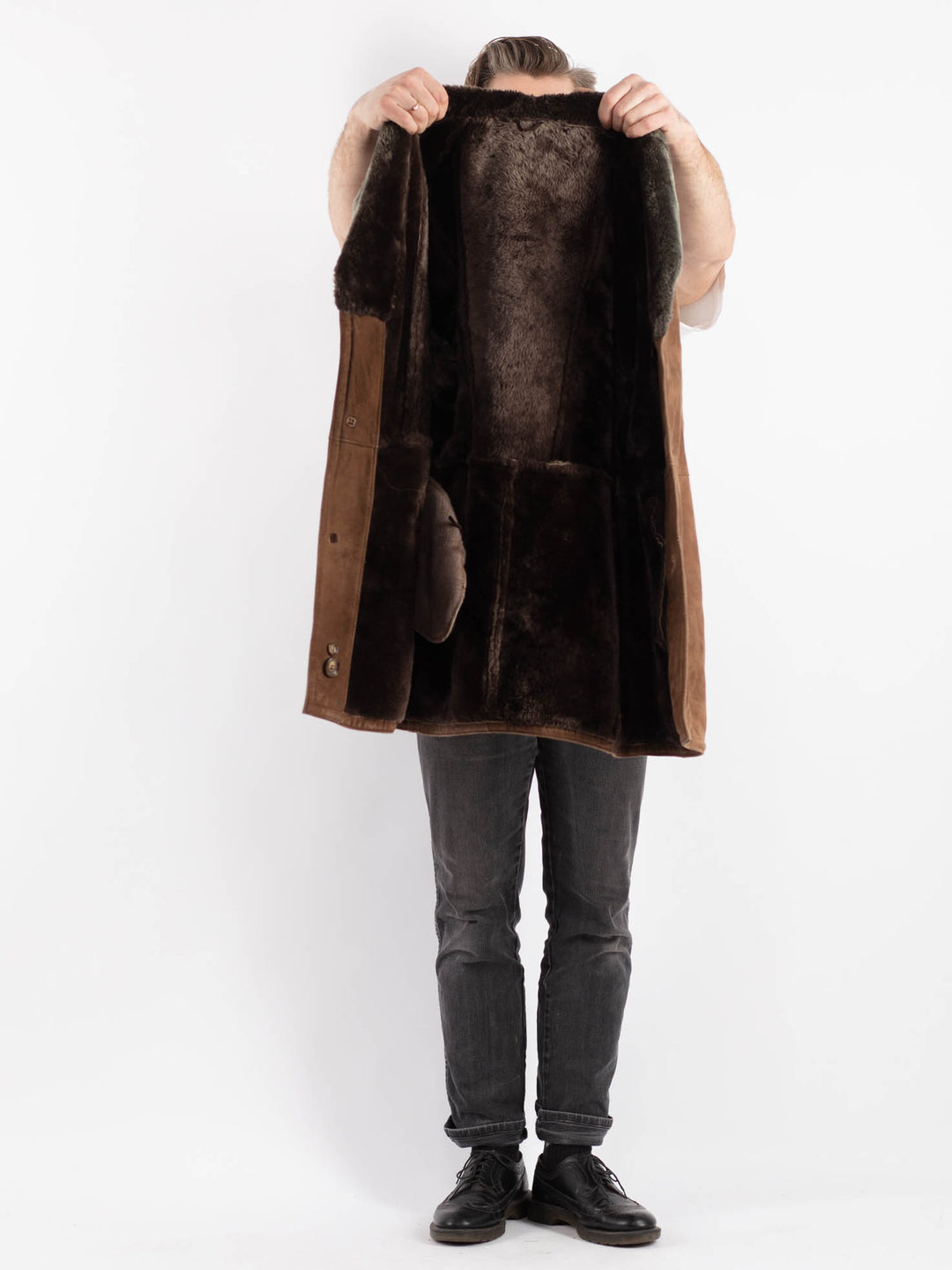 Vintage 70's Men Sheepskin Coat in BrownZ511