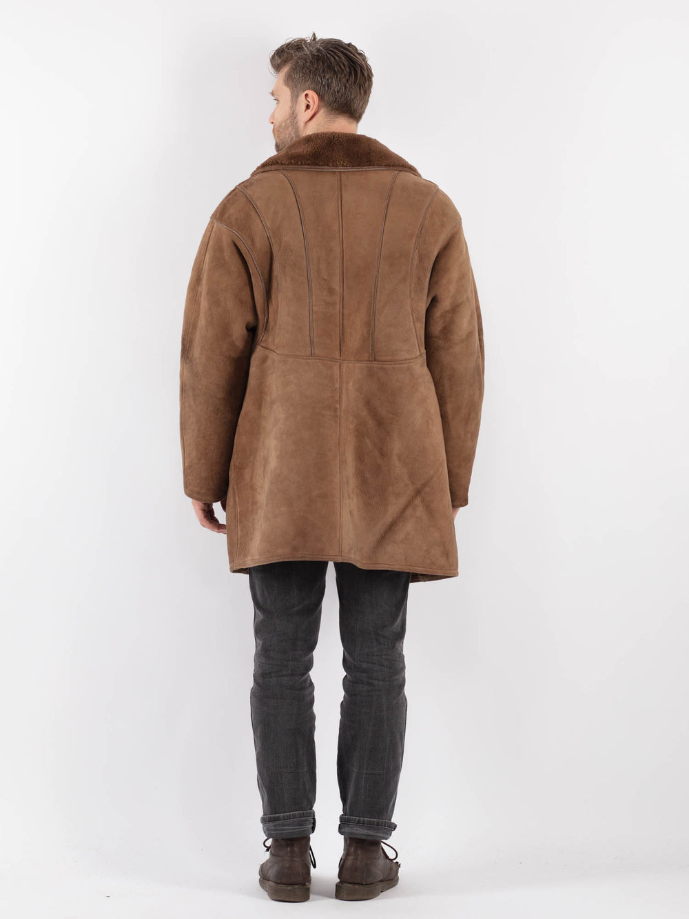Vintage 70's Men Sheepskin Coat in BrownZ607