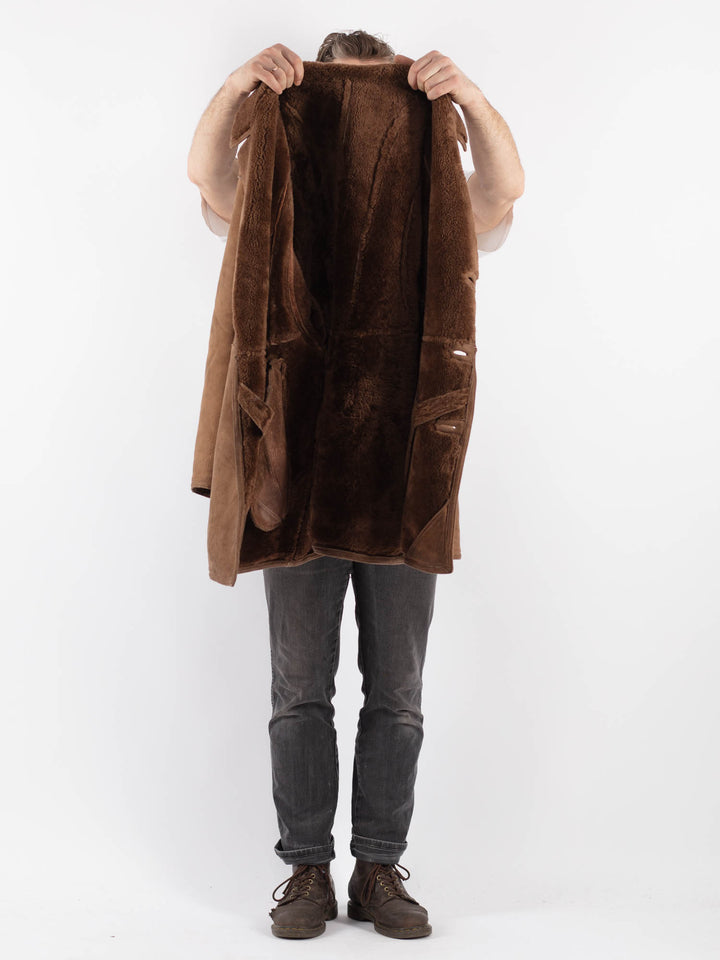 Vintage 70's Men Sheepskin Coat in BrownZ607