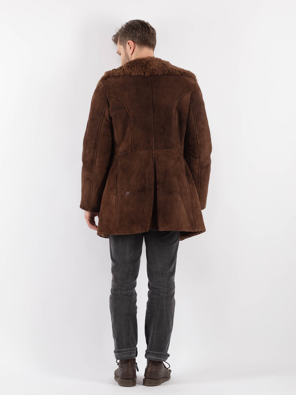 Vintage Men Sheepskin Coat in BrownZ608