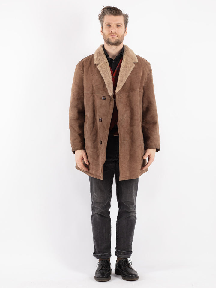 Vintage 70's Men Sheepskin Coat in Beige