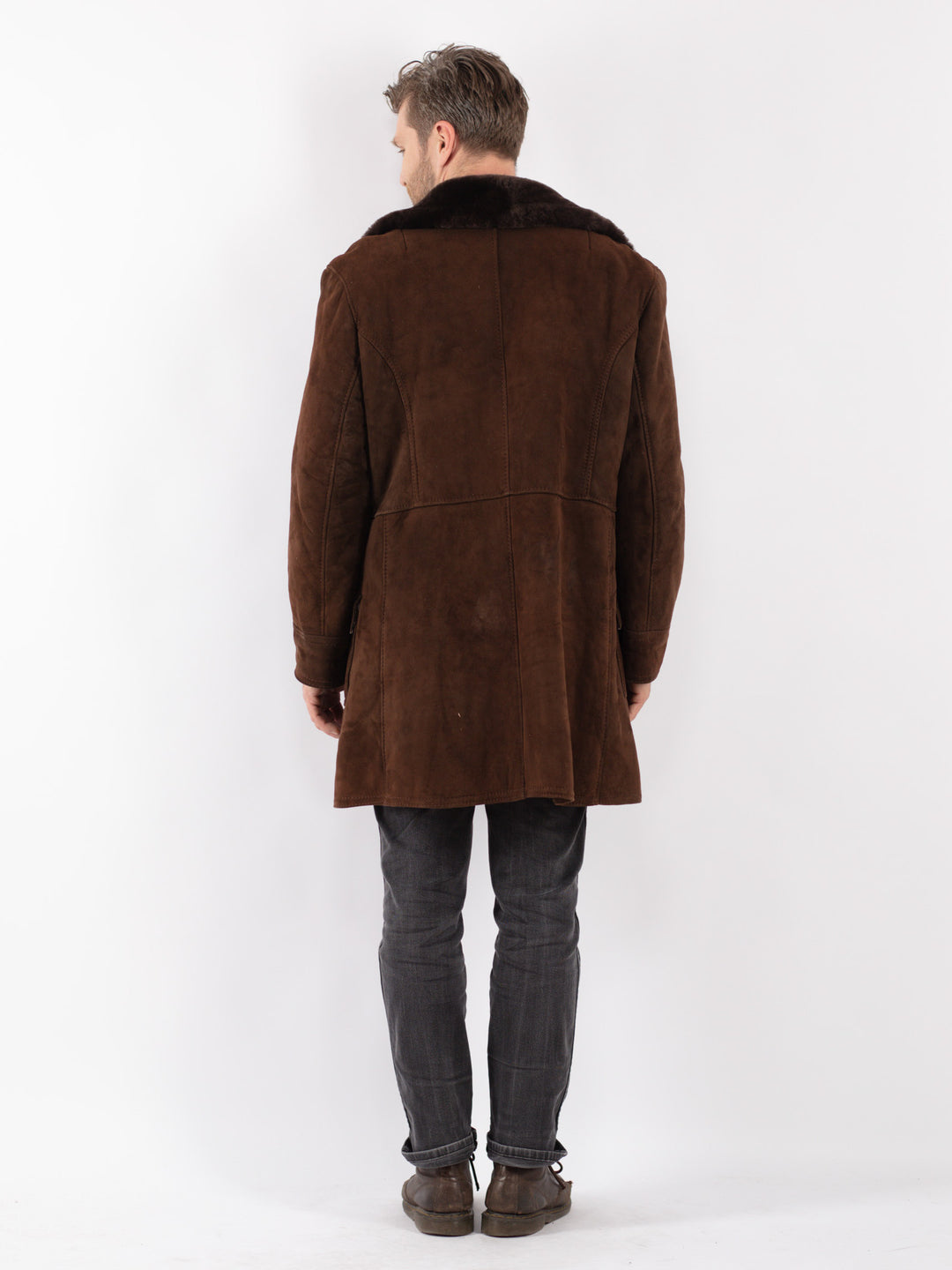 Vintage 70's Men Sheepskin Coat in Brown