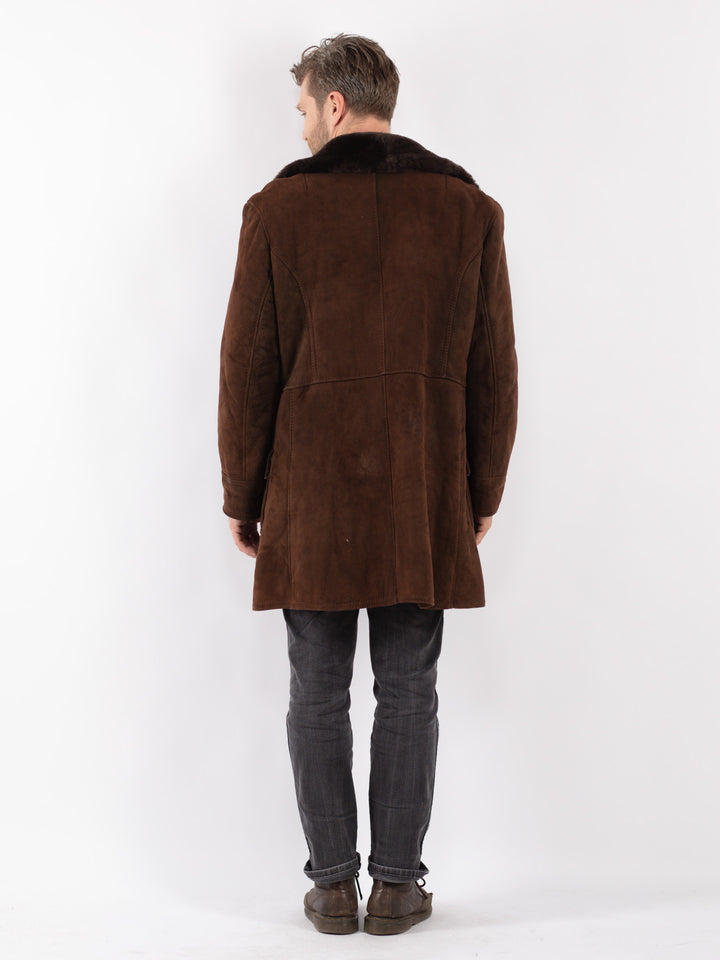 Vintage 70's Men Sheepskin Coat in Brown