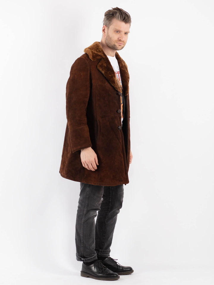 Vintage 70's Men Sheepskin Coat in Brown