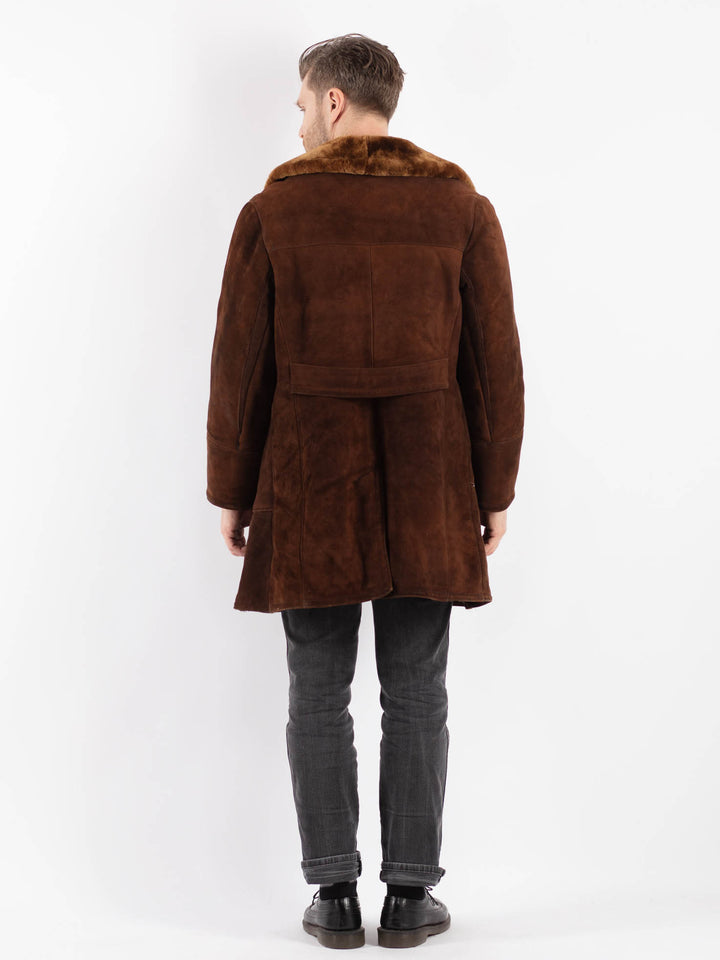 Vintage 70's Men Sheepskin Coat in Brown