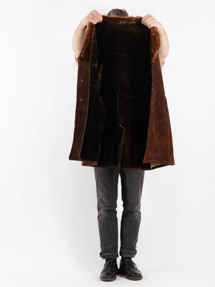 Vintage 70's Men Sheepskin Coat in Brown