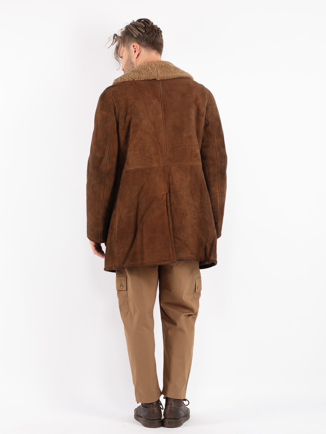 Vintage 70's Men Sheepskin Coat in Brown