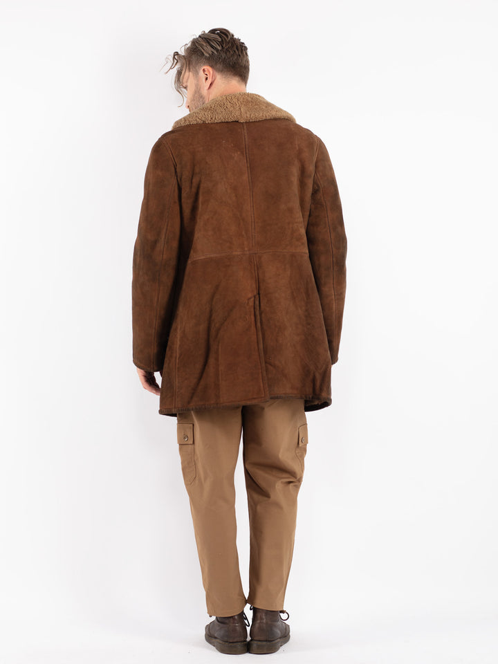 Vintage 70's Men Sheepskin Coat in Brown