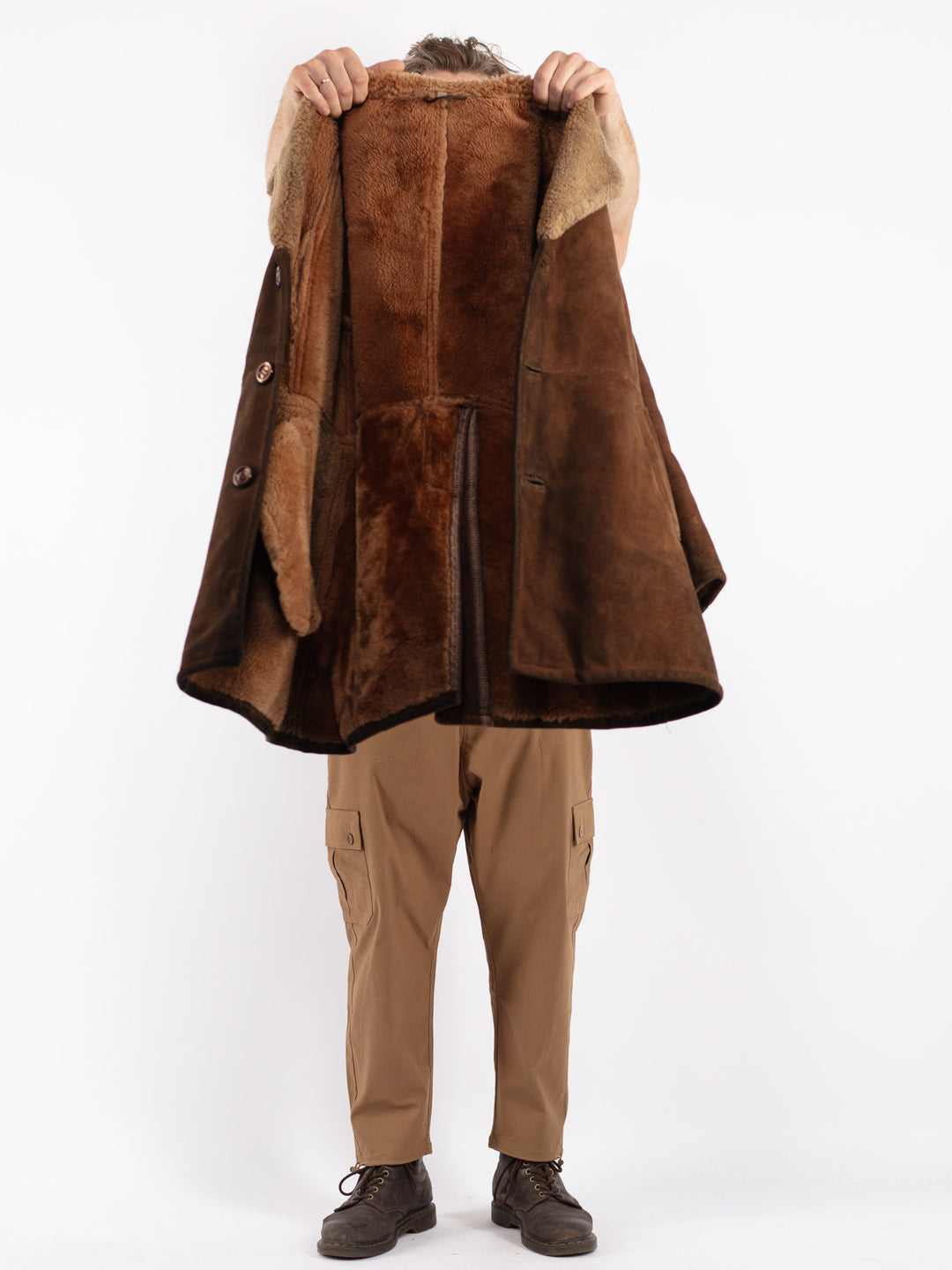 Vintage 70's Men Sheepskin Coat in Brown