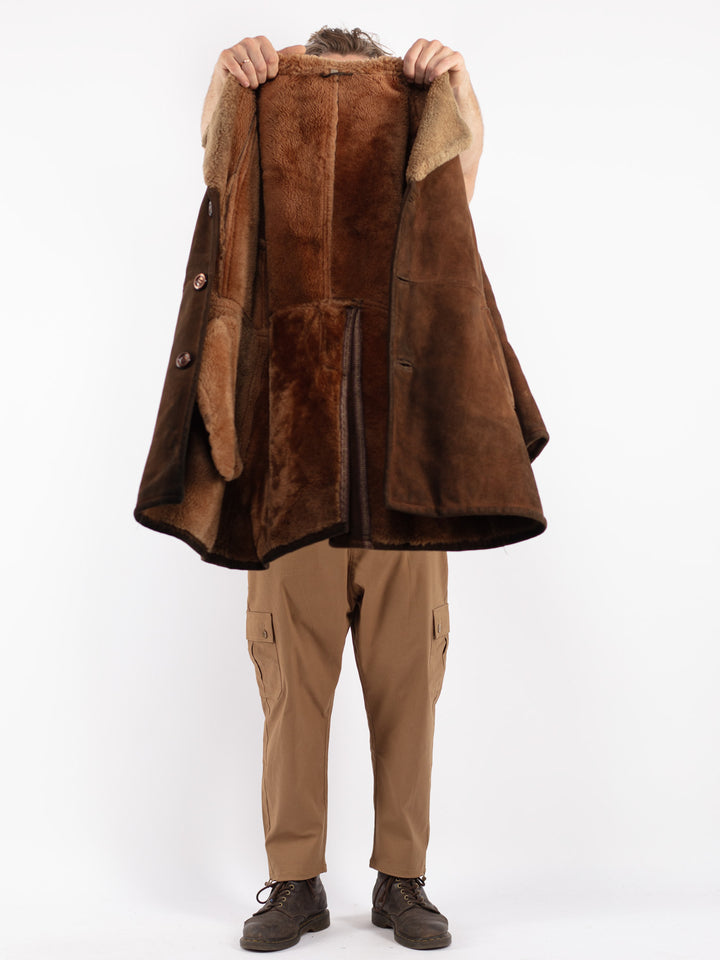 Vintage 70's Men Sheepskin Coat in Brown