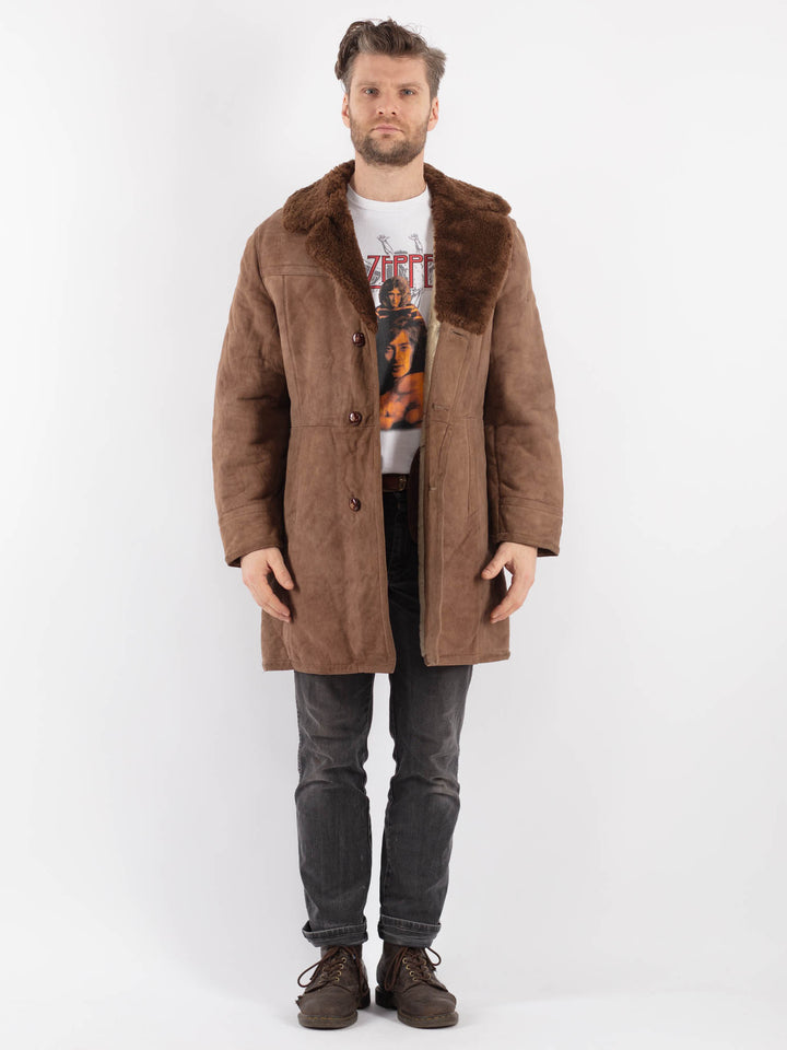 Vintage 70's Men Sheepskin Coat in BeigeZ611